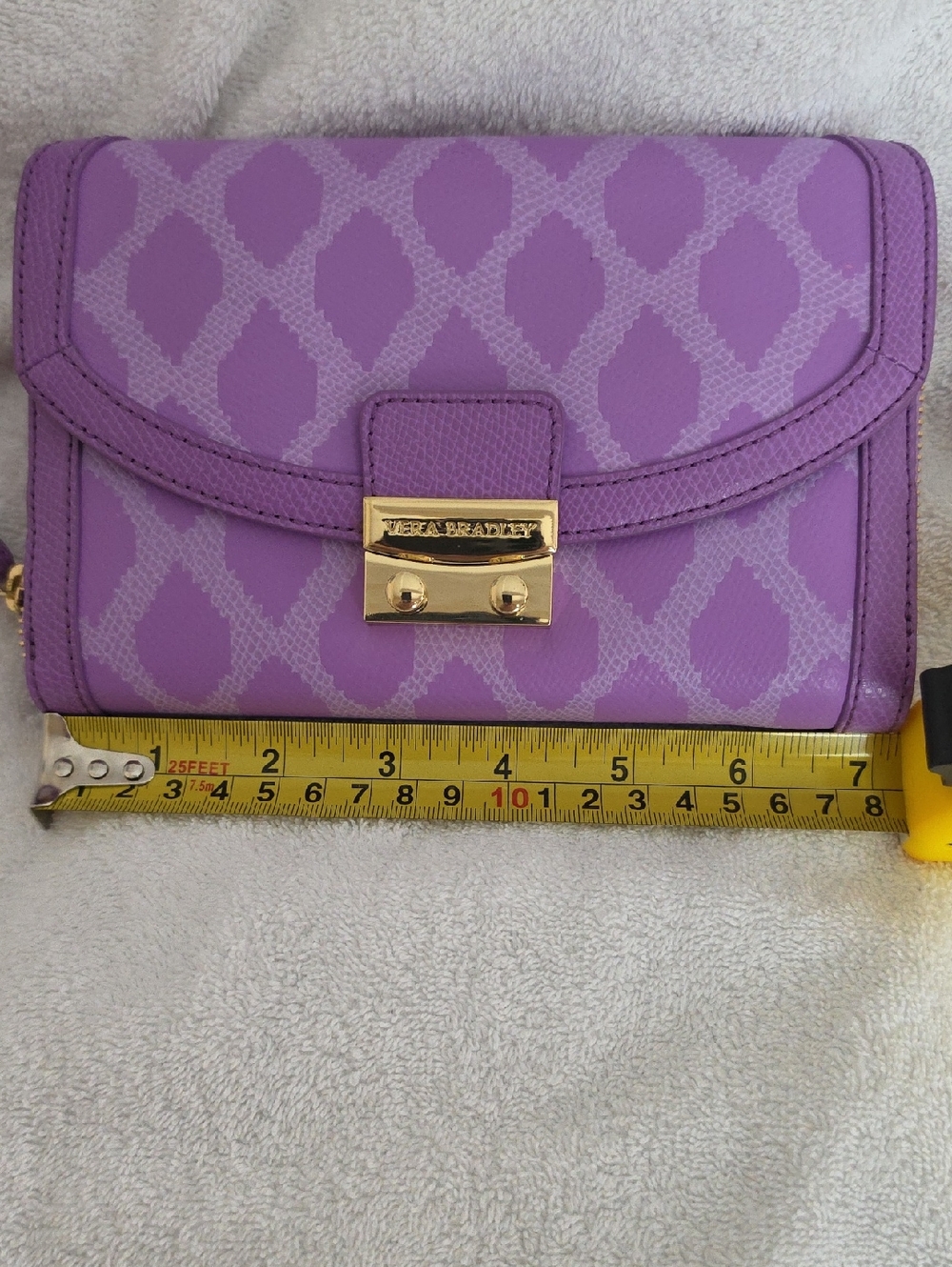 Vera Bradley Lavender Purple Patterned Clutch with Gold Hardware - Picture 5 of 6
